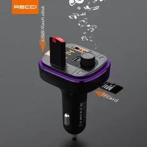 Recci Bluetooth FM Transmitter 48W Car Charger RQ01 - Three