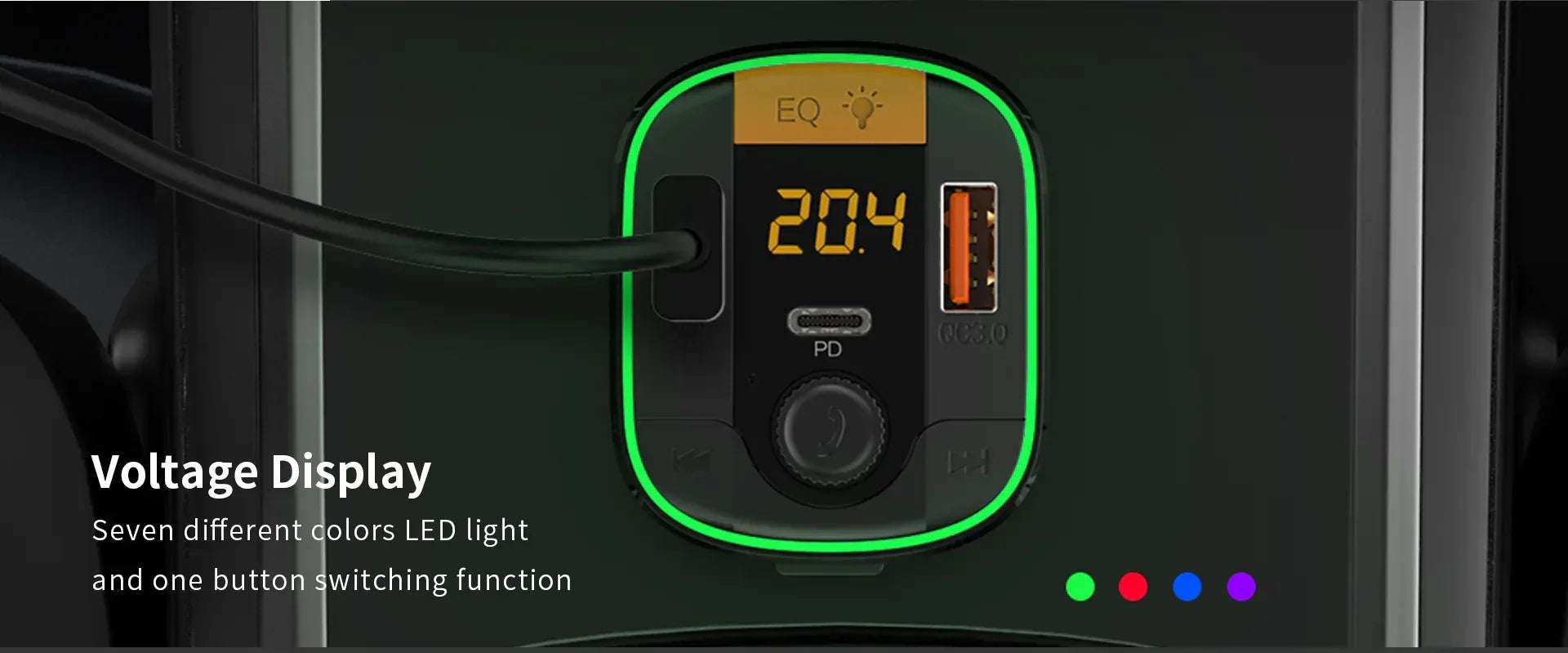 Recci Bluetooth FM Transmitter 48W Car Charger RQ01 - Three