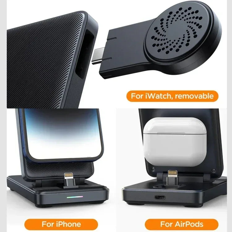 Joyroom 4 in 1 Lightning Wireless Charger Station JR-WQS02 - Three