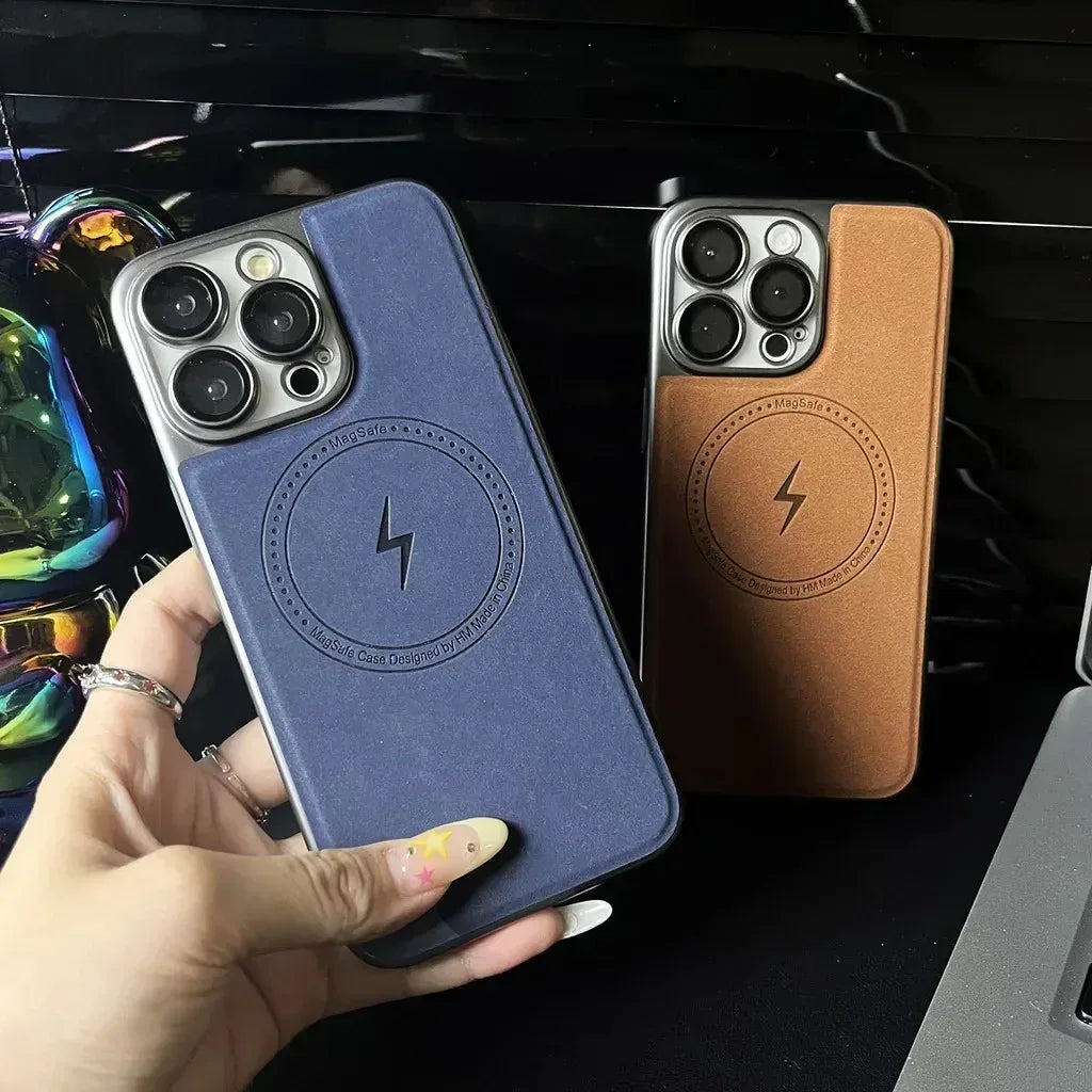 Electricity Magsafe Leather Case iPhone 12 Pro Max - Three