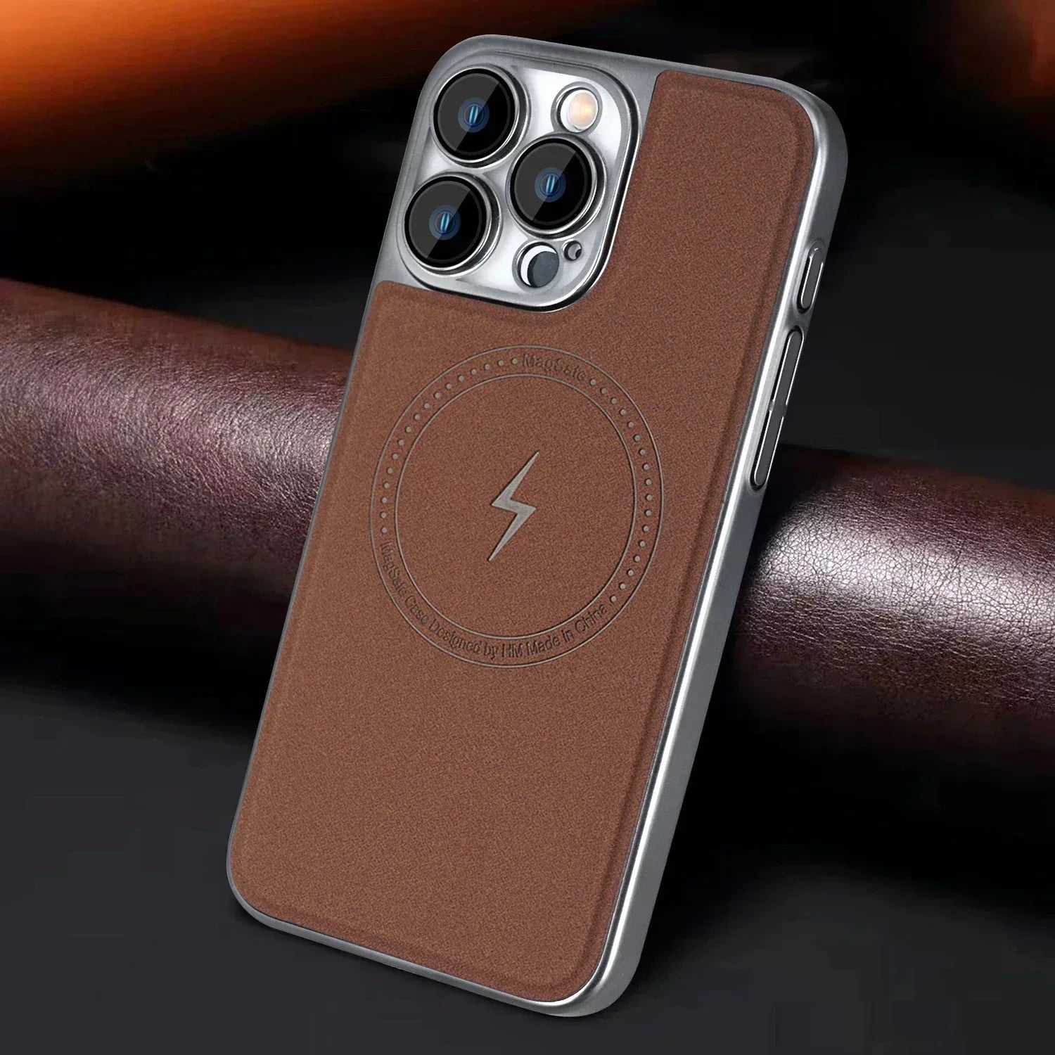 Electricity Magsafe Leather Case iPhone 15 Pro Max - Three