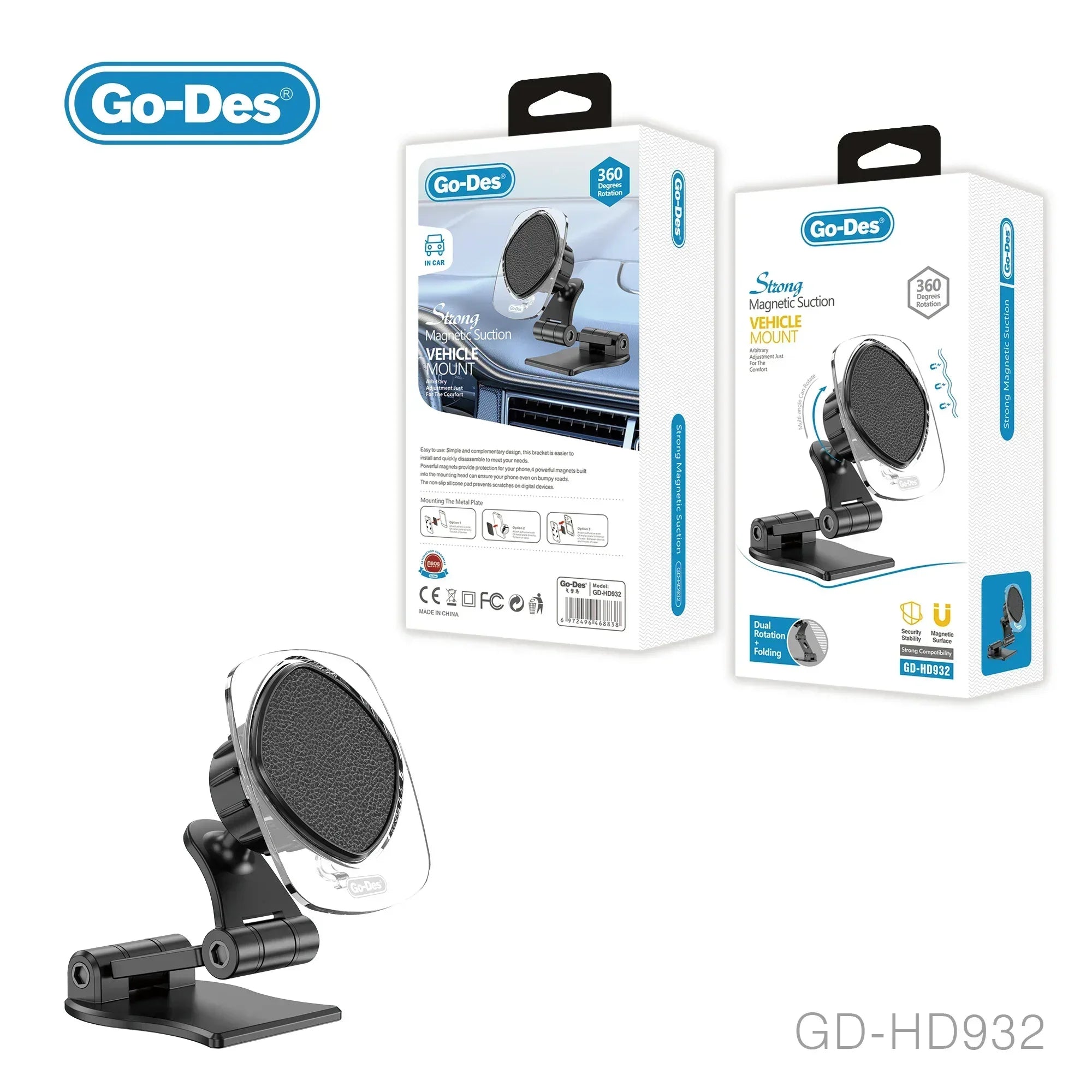 GO-DES 360 Car Magnetic Phone Holder GD-HD932 - Three
