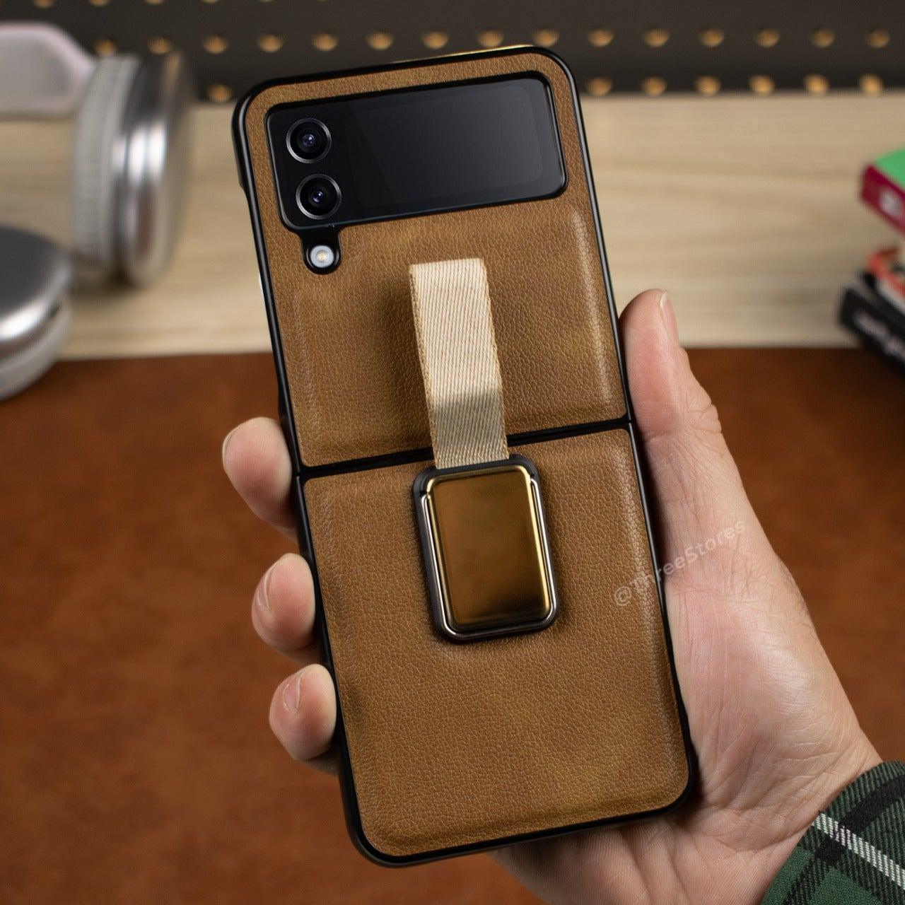 Genuine Stand Leather Case Samsung Z Flip 3 - Three