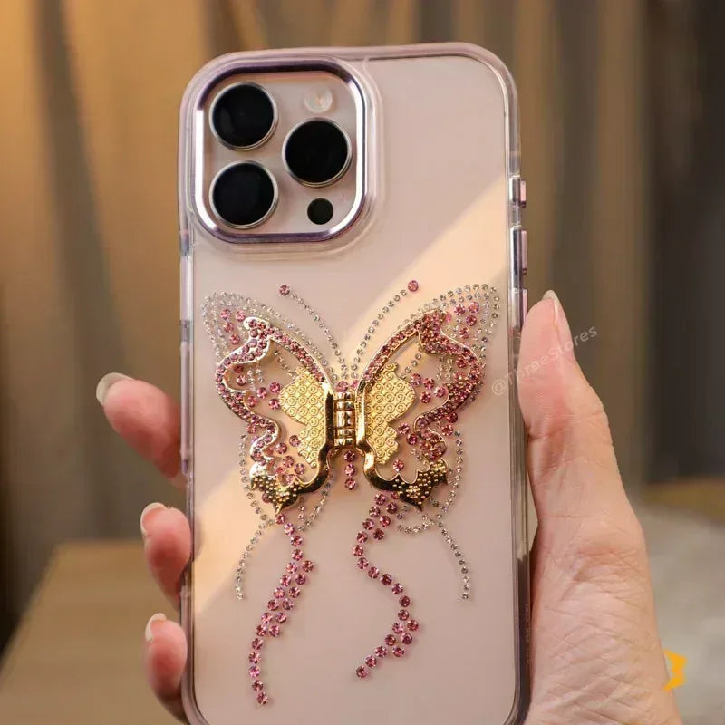 Glitter Shapes Stand Case iPhone 16 Pro Max - Three