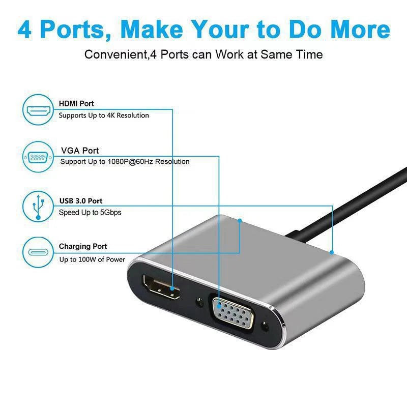 Go-Des 5-in-1 USB-C Hub Converter Adapter GD-6822