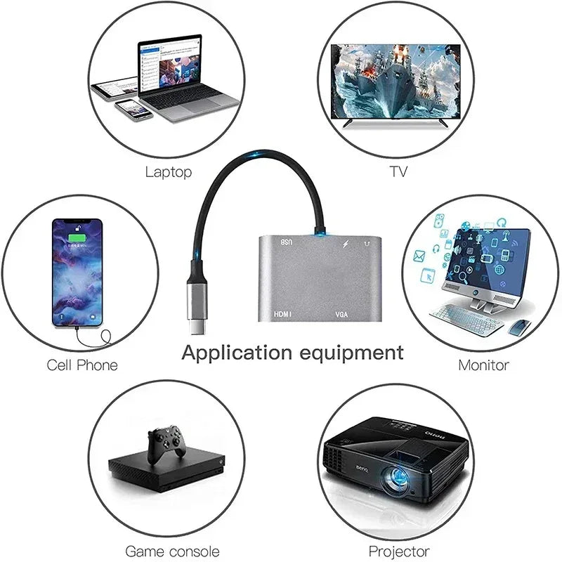 Go-Des 5-in-1 USB-C Hub Converter Adapter GD-6822 - Three