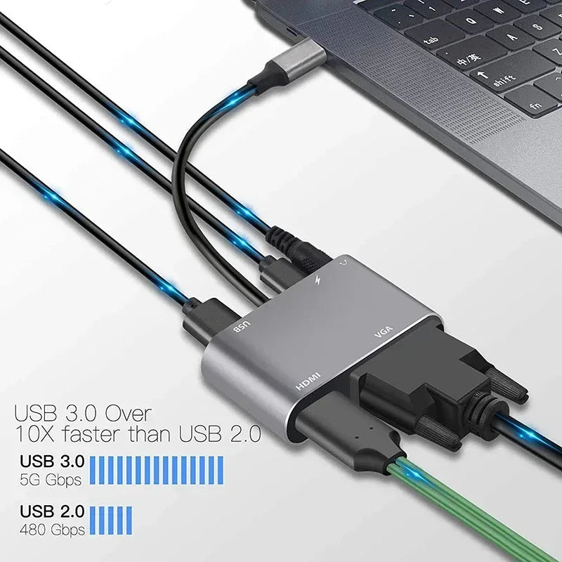 Go-Des 5-in-1 USB-C Hub Converter Adapter GD-6822 - Three