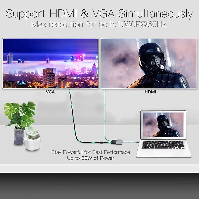 Go-Des 5-in-1 USB-C Hub Converter Adapter GD-6822