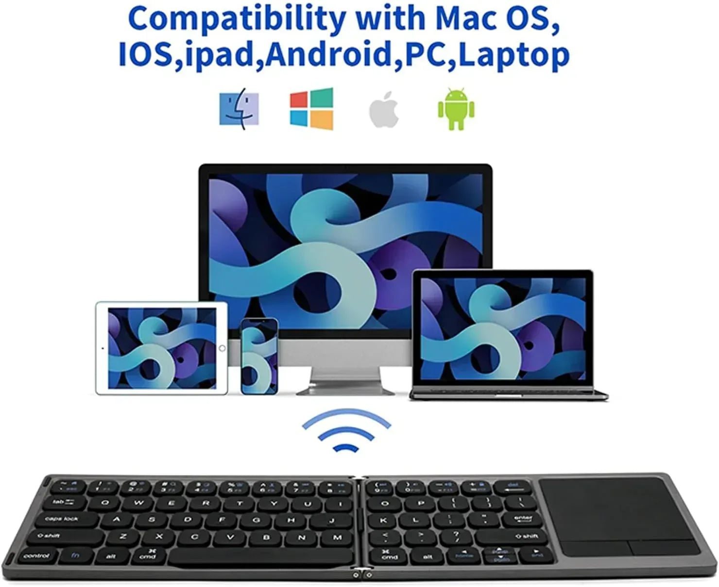 Green Wireless Keyboard With Touchpad - Three