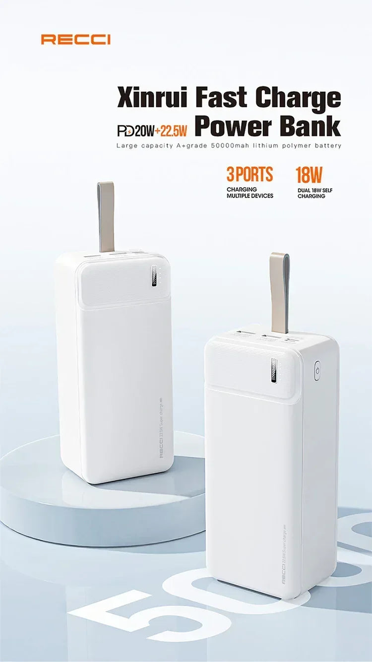 Recci Large Capacity 50000mAh Power Bank RPB-P41 - Three