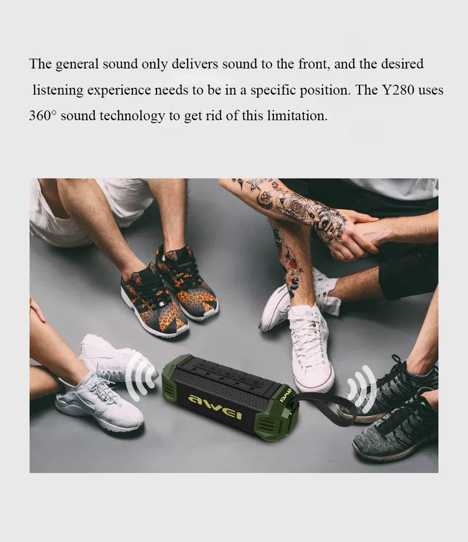 Awei 2 in 1 Wireless Speaker & Power Bank Y280 - Three