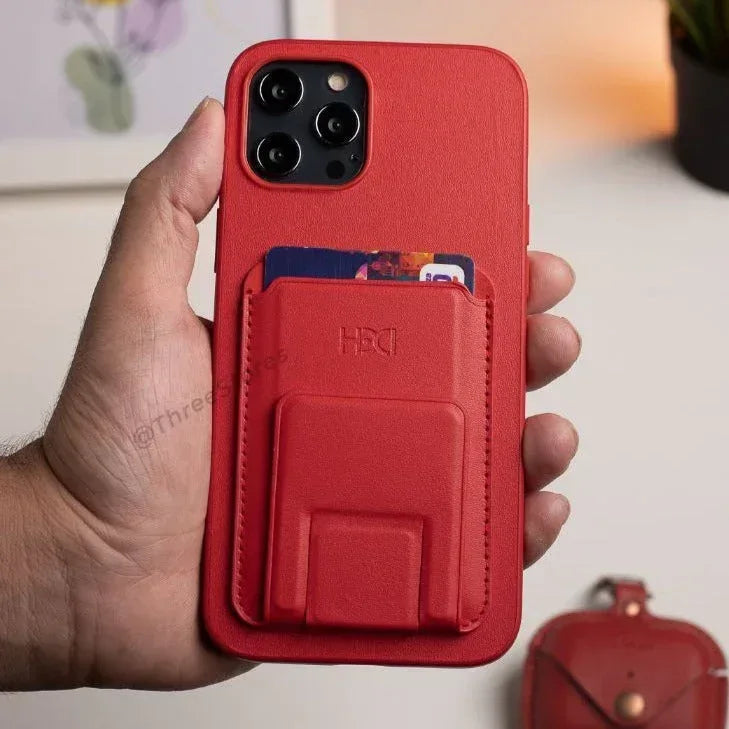 HDD Magnetic Stand Card Leather Case iPhone 15 Pro Max - Three