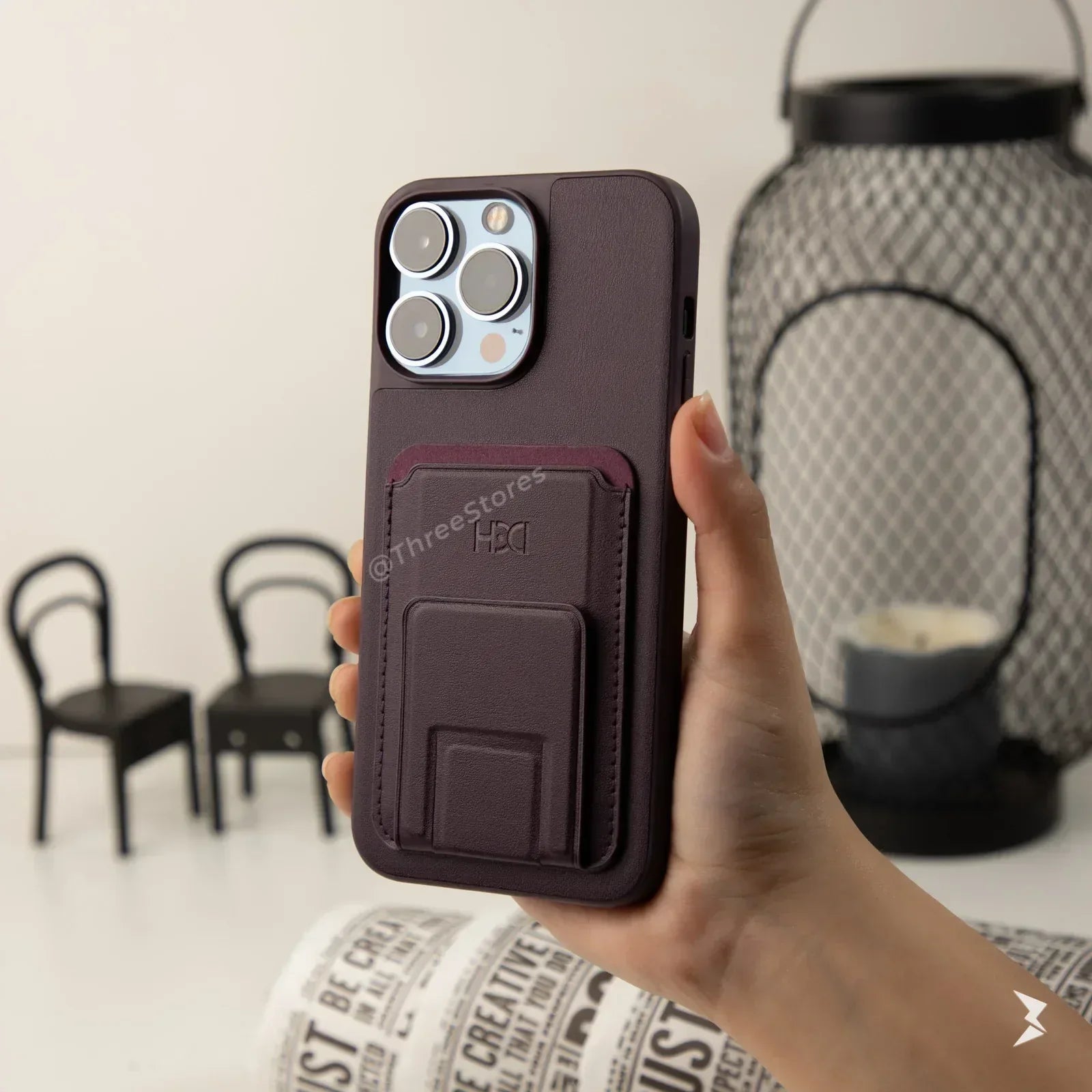 HDD Magnetic Stand Card Leather Case iPhone 13 Pro Max - Three