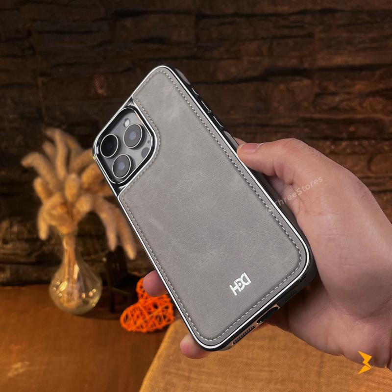 HDD Silver Leather Case iPhone 15 Pro Max