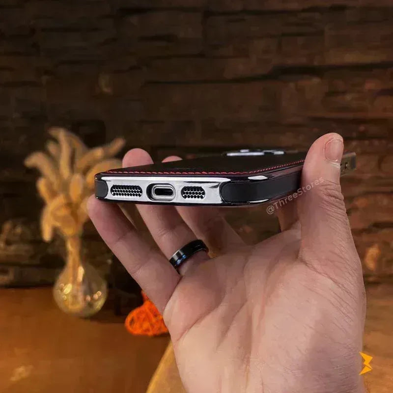 HDD Silver Leather Case iPhone 16 Pro Max - Three