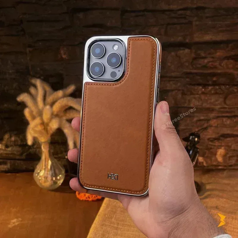 HDD Silver Leather Case iPhone 15 Pro Max - Three