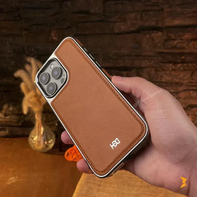 HDD Silver Leather Case iPhone 15 Pro Max - Three