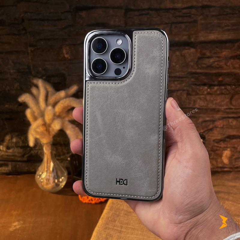 HDD Silver Leather Case iPhone 15 Pro Max