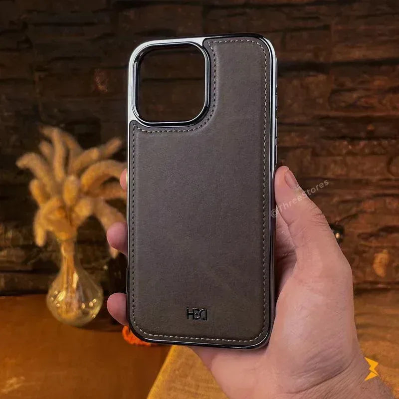 HDD Silver Leather Case iPhone 16 Pro Max - Three