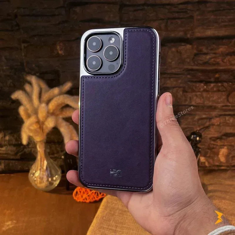 HDD Silver Leather Case iPhone 14 Pro Max - Three