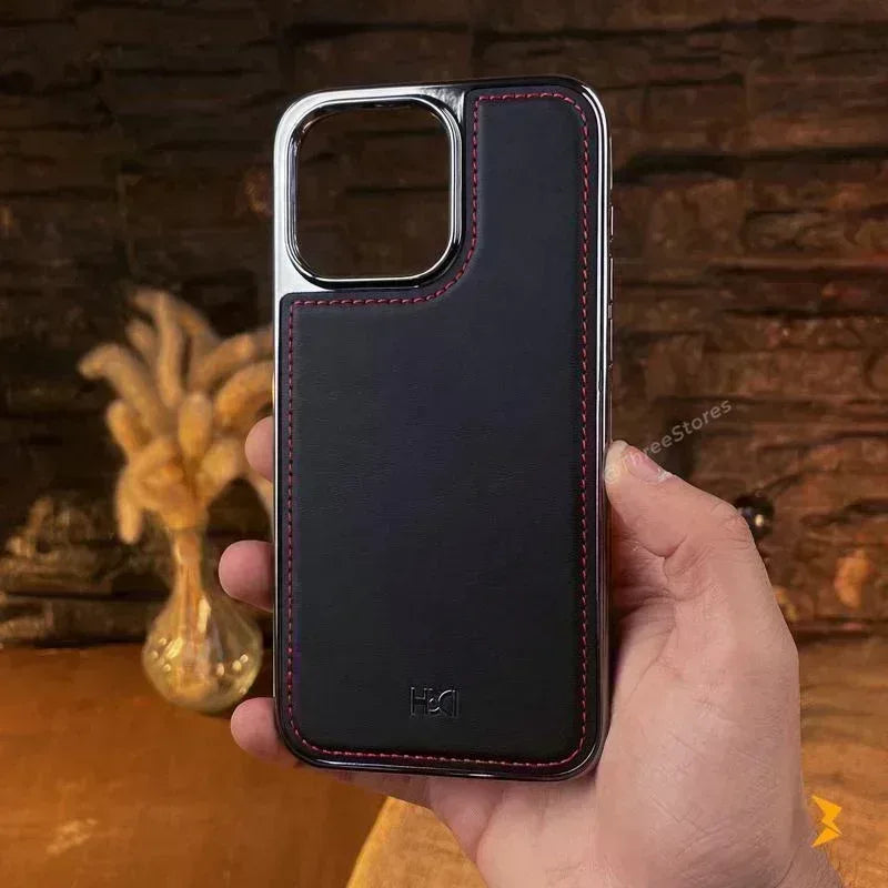 HDD Silver Leather Case iPhone 16 Pro Max - Three