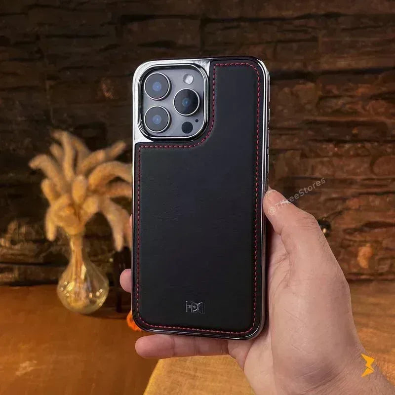 HDD Silver Leather Case iPhone 16 Pro Max - Three