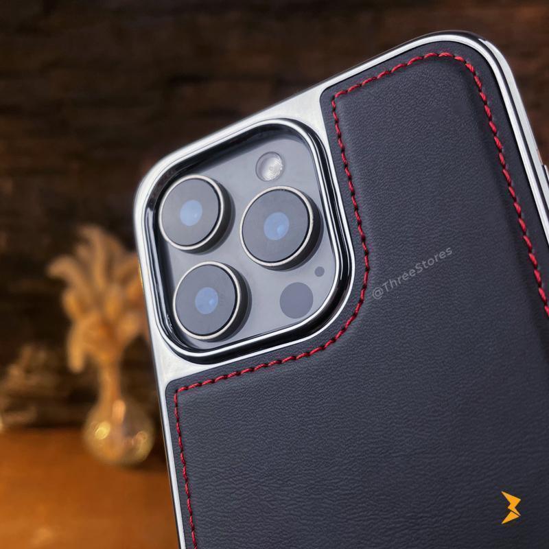 HDD Silver Leather Case iPhone 16 Pro Max - Three