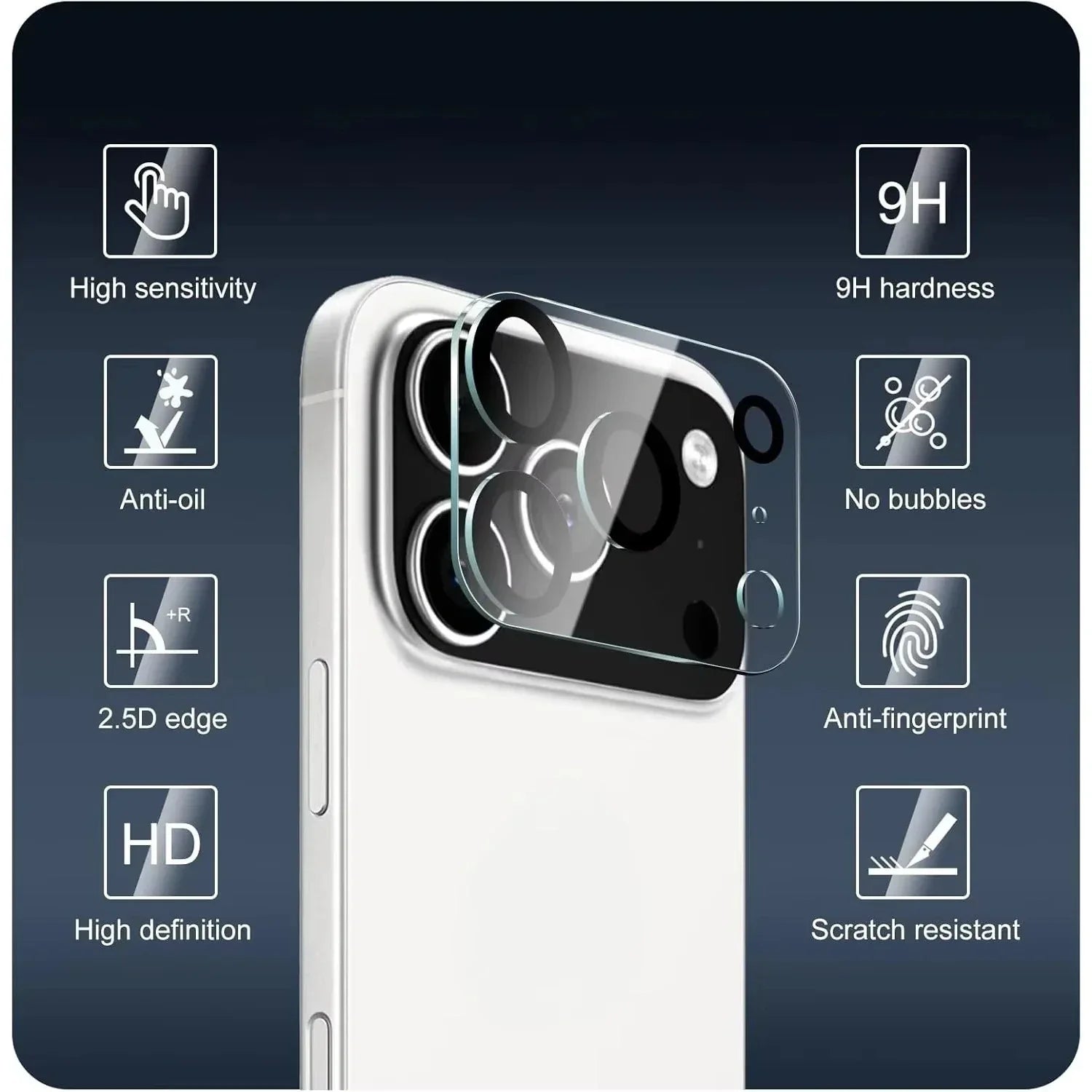 HYPERSOFT Clear Camera Lens Protector for iPhone 17 Pro Max - Three