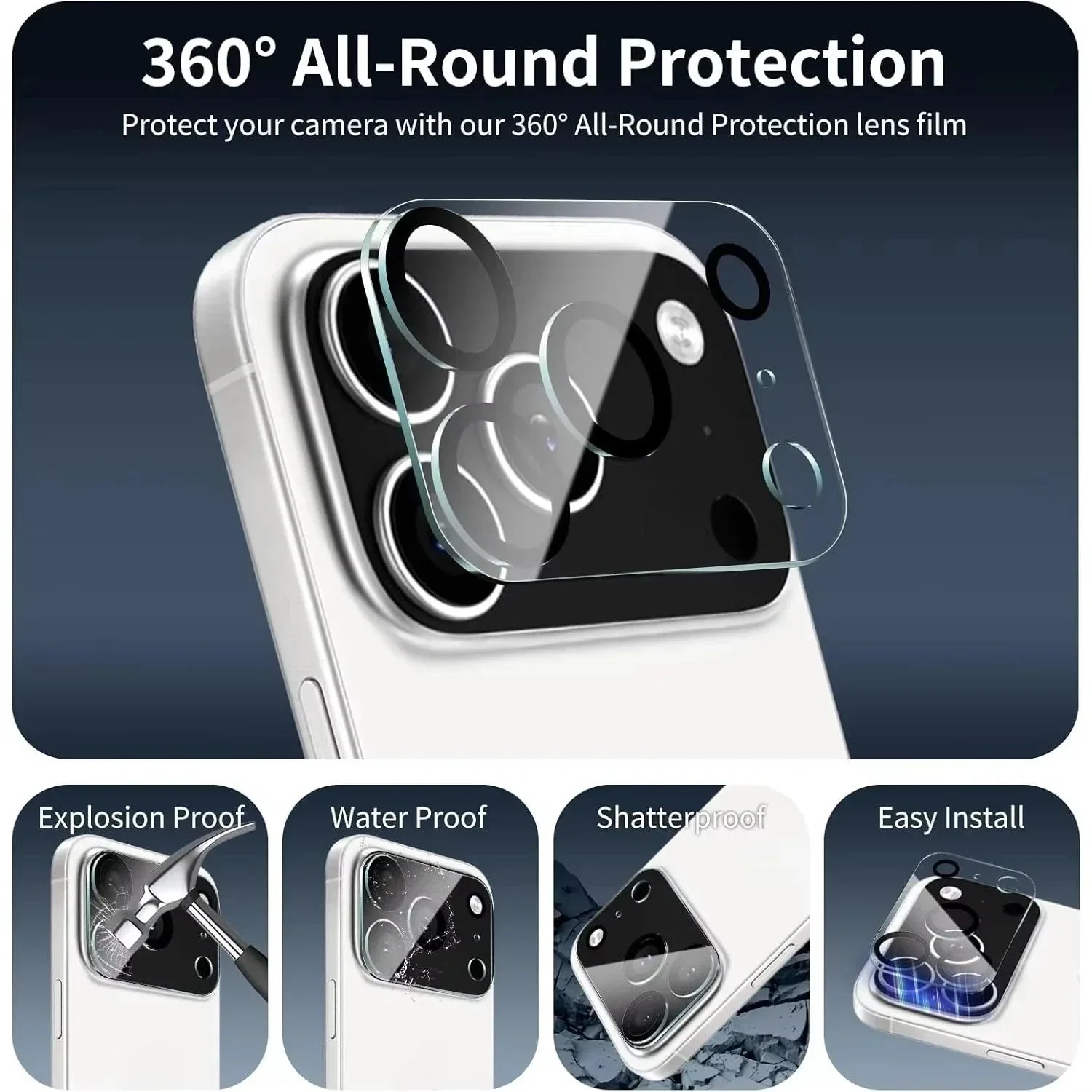 HYPERSOFT Clear Camera Lens Protector for iPhone 17 Pro Max - Three