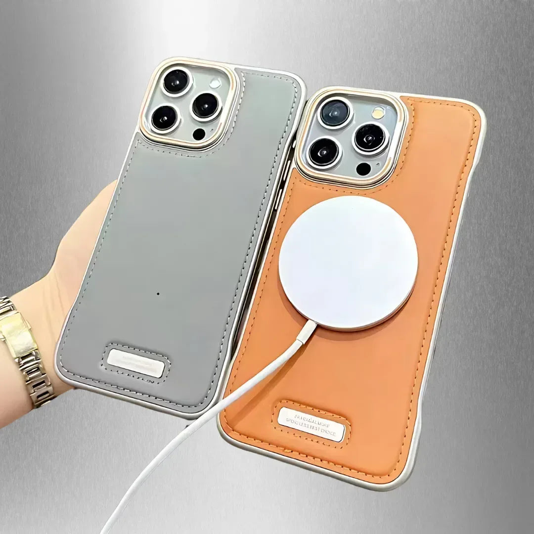 Half Leather Metal Case iPhone 14 Pro Max - Three