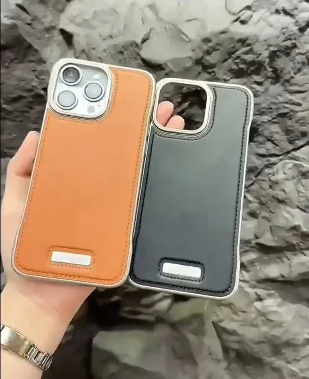 Half Leather Metal Case iPhone 14 Pro Max - Three