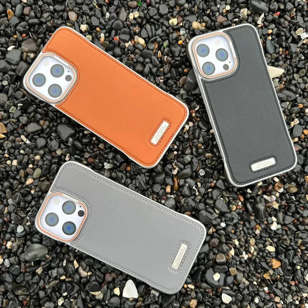 Half Leather Metal Case iPhone 16 Pro Max - Three