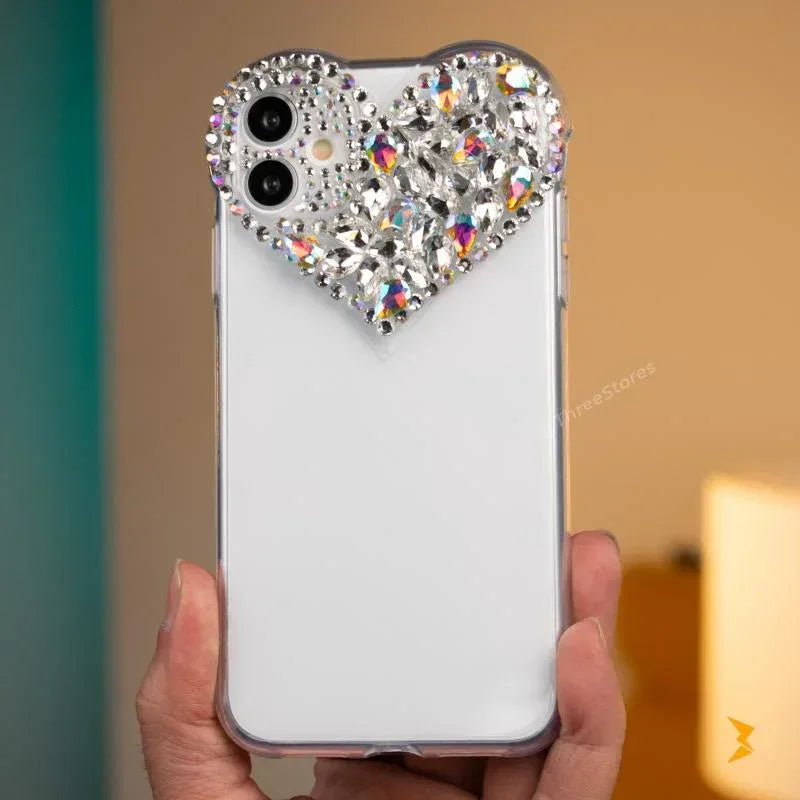 Heart Shaped Rhinestone Case iPhone 11 - Three