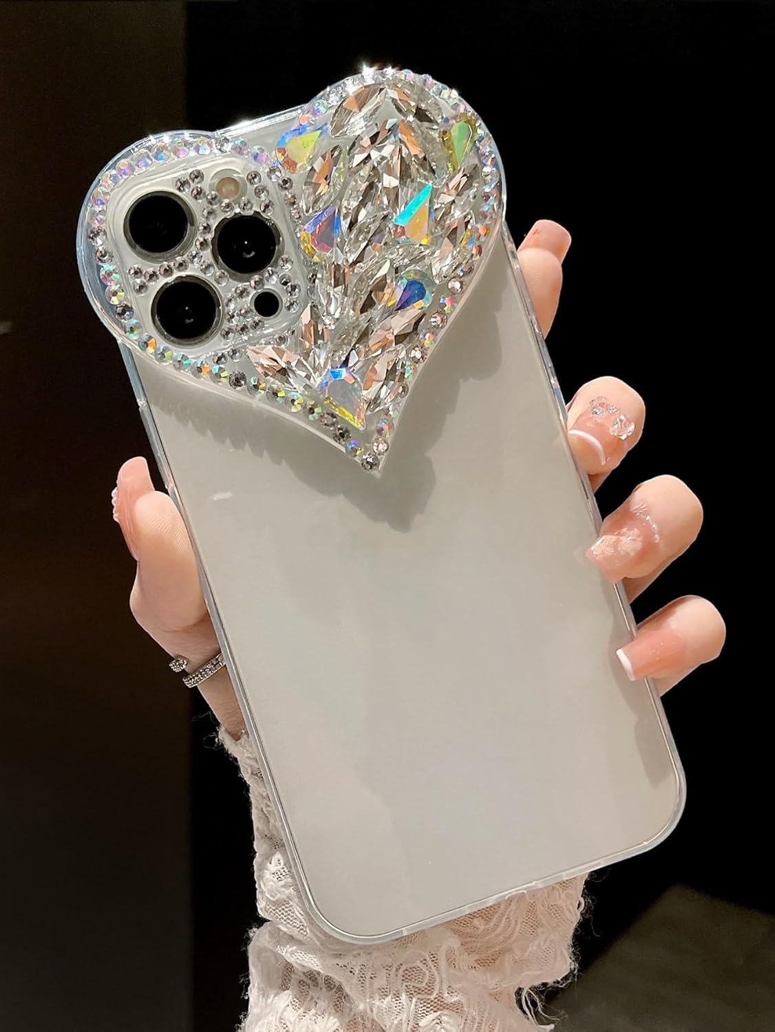 Heart Shaped Rhinestone Case iPhone 13 Pro Max