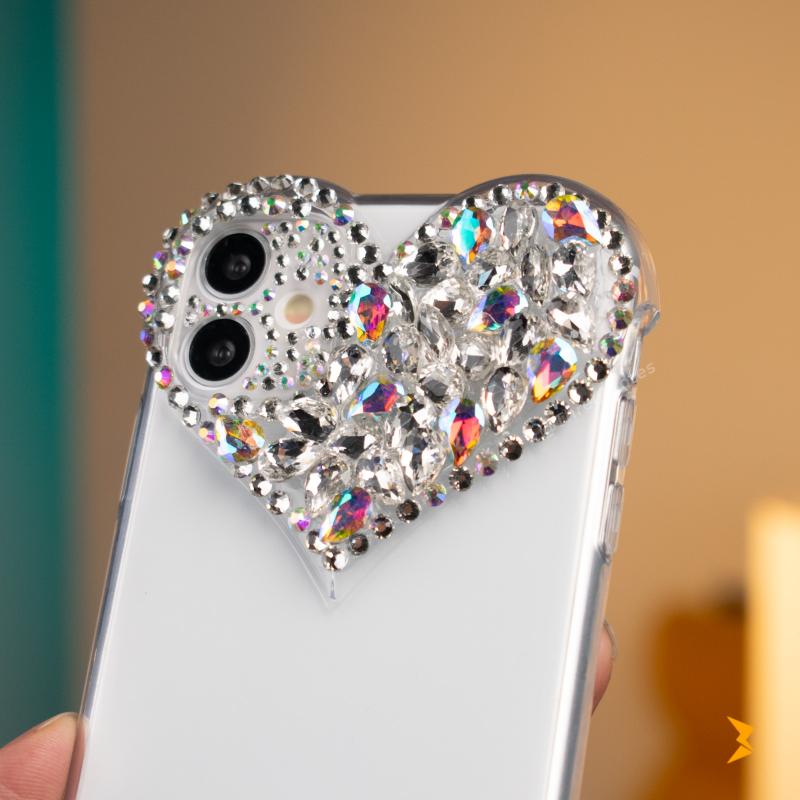 Heart Shaped Rhinestone Case iPhone 11