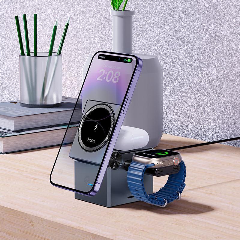 Hoco 3 in 1 Folding Magnetic Wireless Charger CQ8 - Three