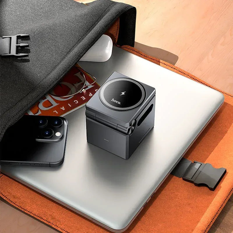 Hoco 3 in 1 Folding Magnetic Wireless Charger CQ8 - Three