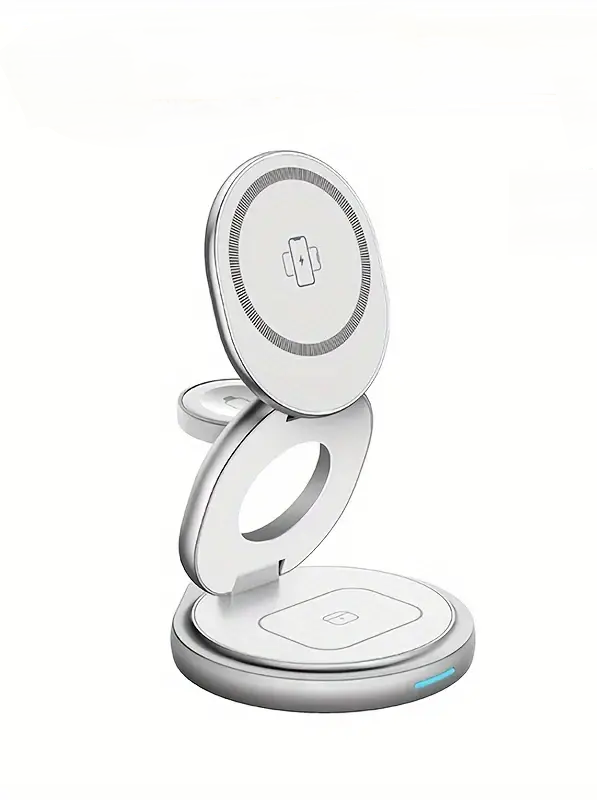 Rotating Metal 3 In 1 Folding Magnetic 15W Wireless Charger W27