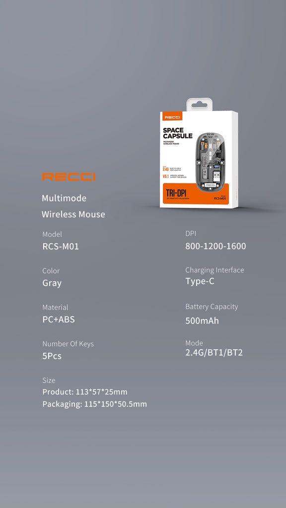 Recci Space Capsule Wireless Mouse Recci RCS-M01