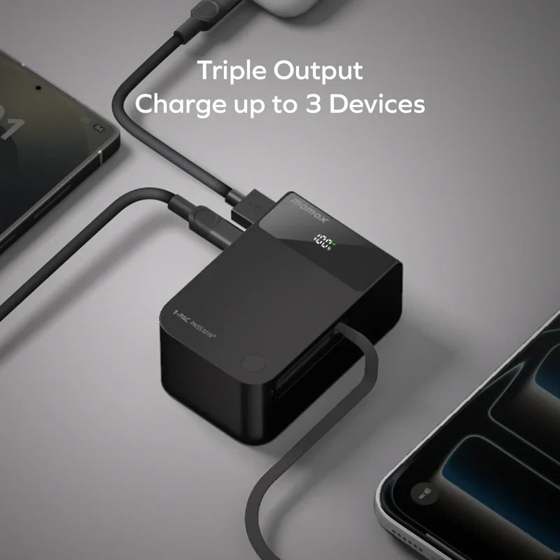 Momax1-Pac Pass Mini⁺ 10000mAh 2in1 Battery Pack with Built-in Retractable Cable