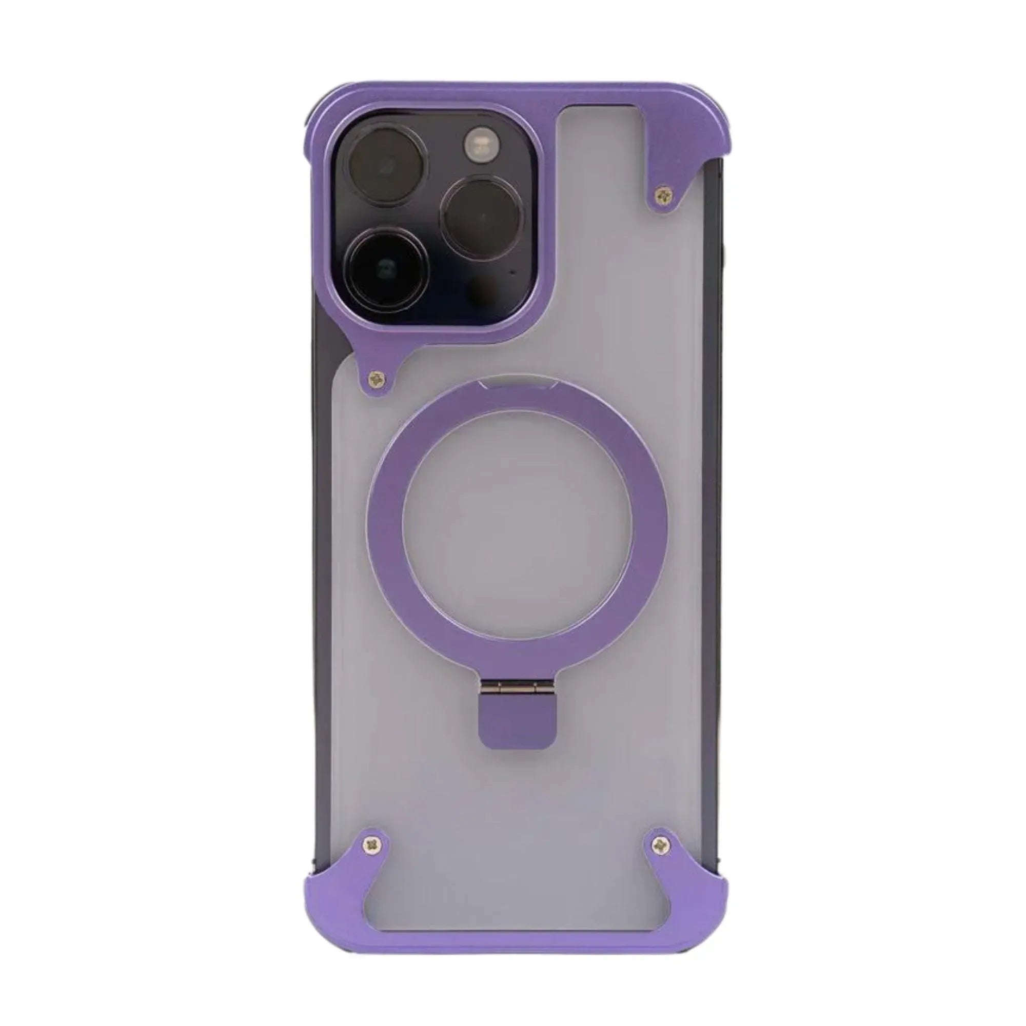 Rimless Metal Magnetic Stand Case iPhone 15 Pro Max - Three