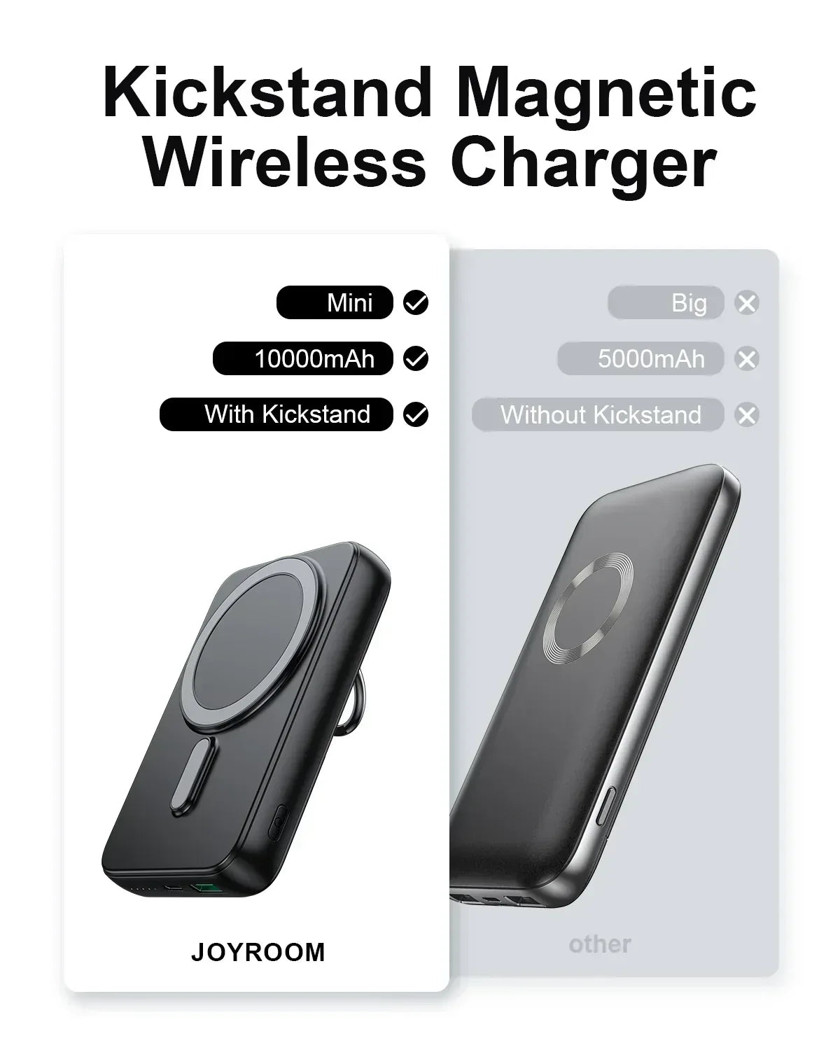 Joyroom 20W Magnetic Suction Ring Holder Wireless Charging Power Bank 10000mAh JR-W050 - Three