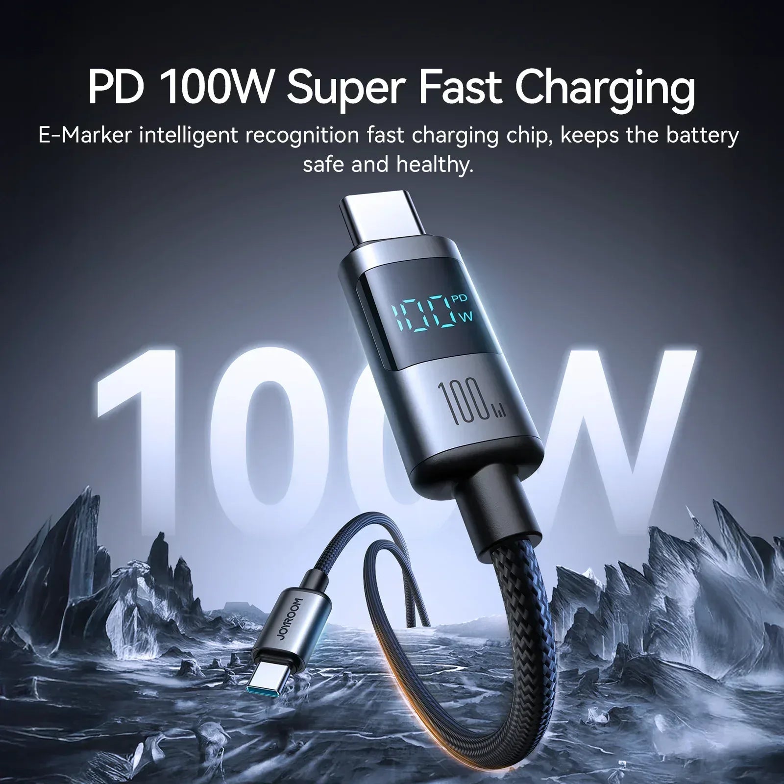 Joyroom 100W Type-C Digital Display Fast Charging Data Cable 1.2m S-A16 Pro - Three
