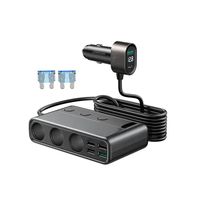 Joyroom 154W Car Cigarette Lighter Adapter JR-Cl06 - Three