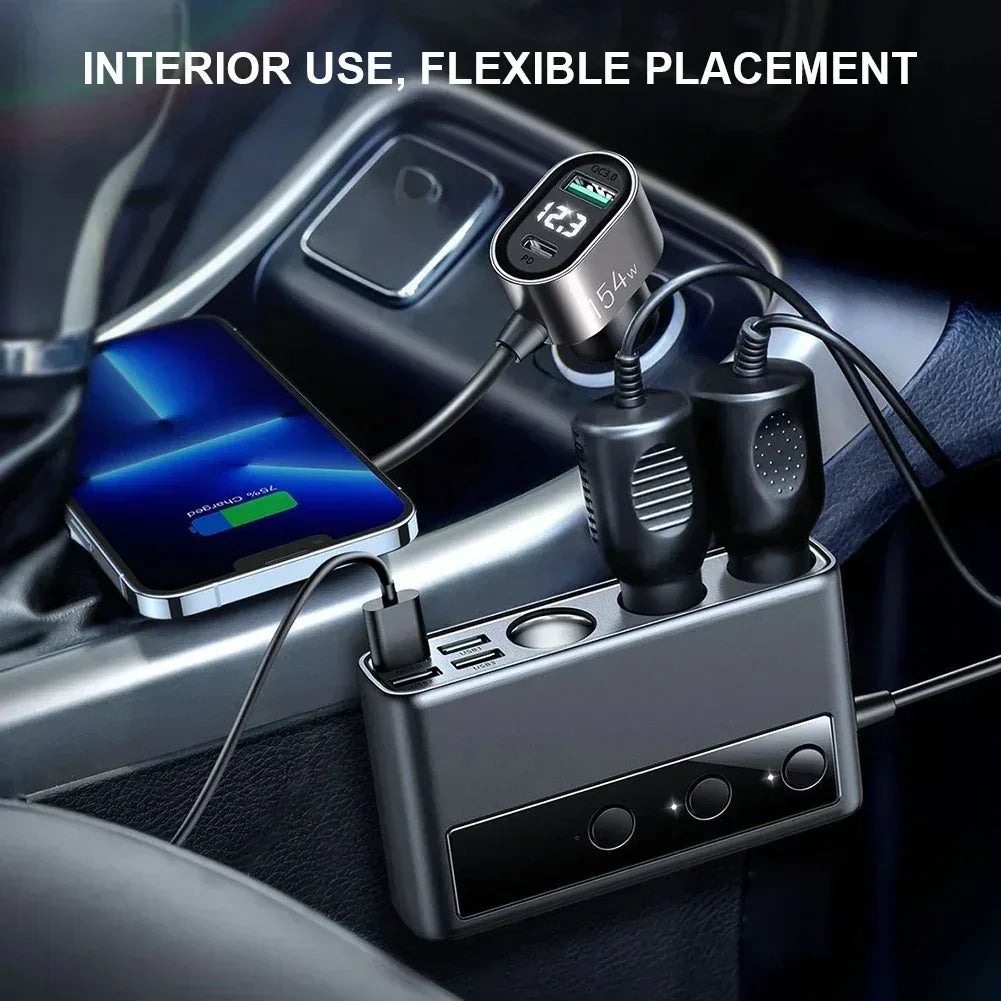 Joyroom 154W Car Cigarette Lighter Adapter JR-Cl06 - Three