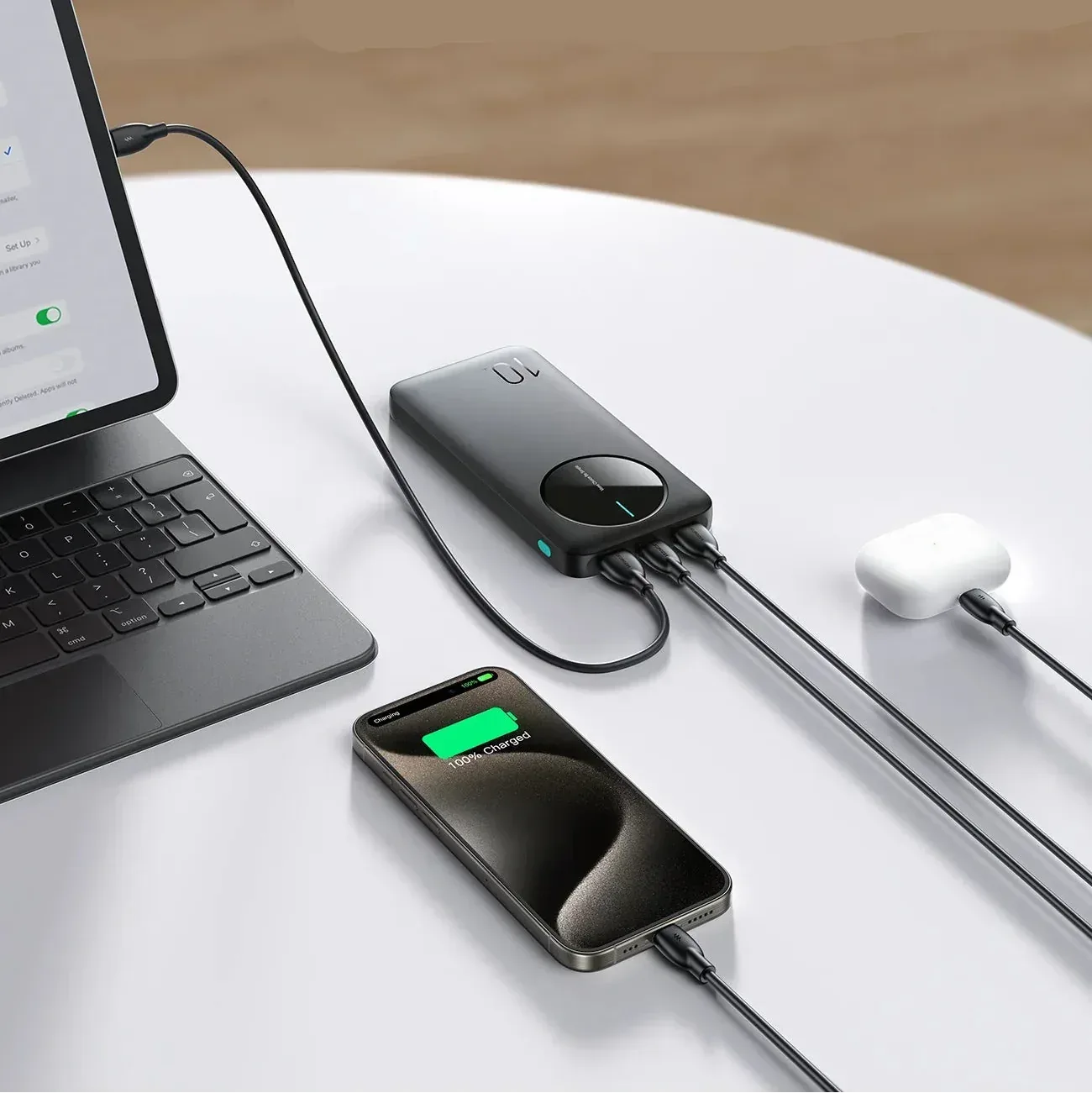 Joyroom 2.4A LED Power Bank 22.5W 10000mAh JR-PBF12 - Three