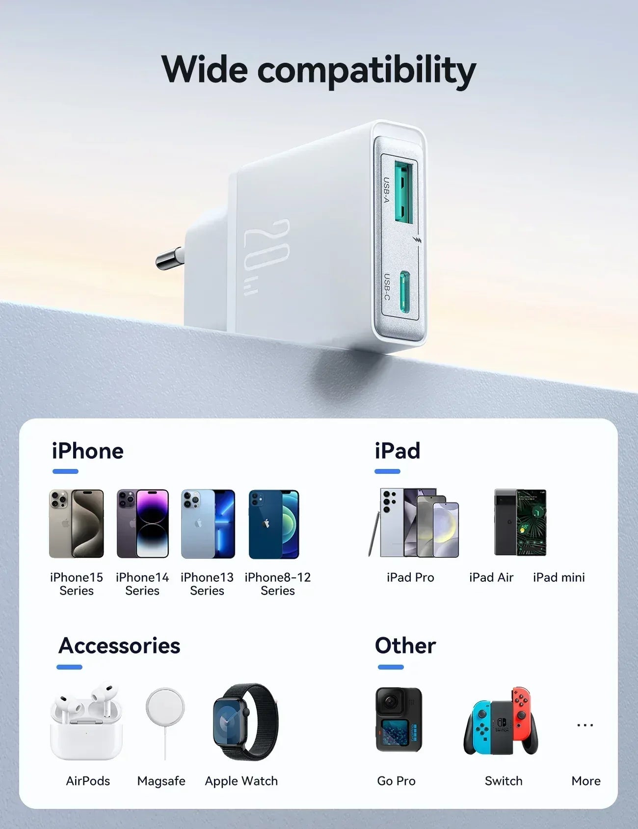 Joyroom 20W A+C Super Slim Charger JR-TCF14 - Three