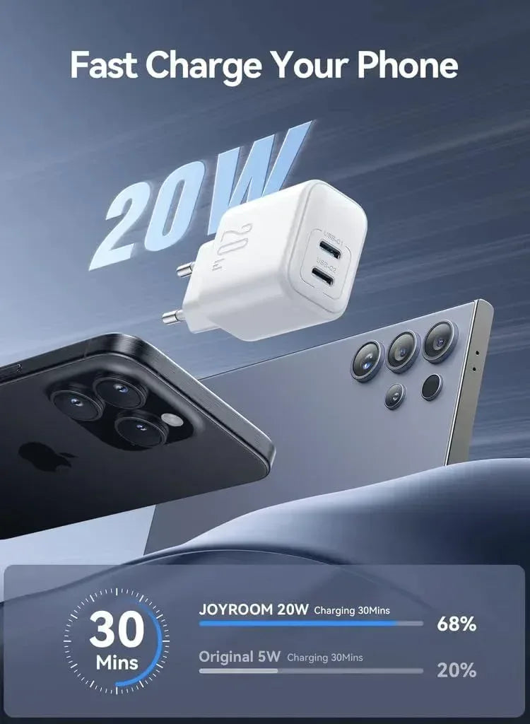 Joyroom Wall Charger 20W Dual- Port (2C) JR-TCF12 - Three