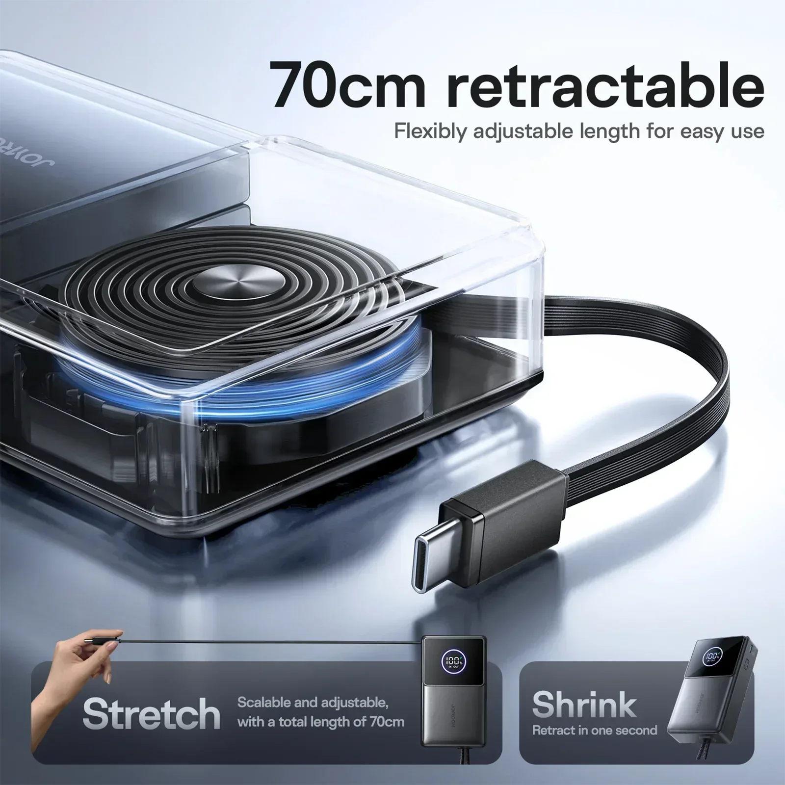 Joyroom 22.5W Built-in Retractable Cable Powerbank 10000mAh JR-PR1 - Three