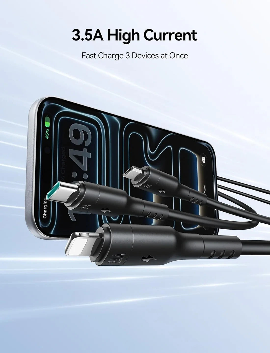 Joyroom 3-in1 Usb-A To Type-C + Lightning + Micro Charger Cable S-A61